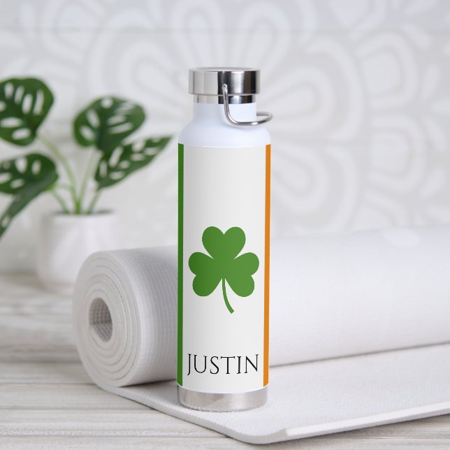St Patrick's Irish Flag w Shamrock | Personalize Water Bottle (Yoga)
