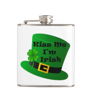 St. Patricks Kiss me I'm Irish Vinyl Wrapped Flask