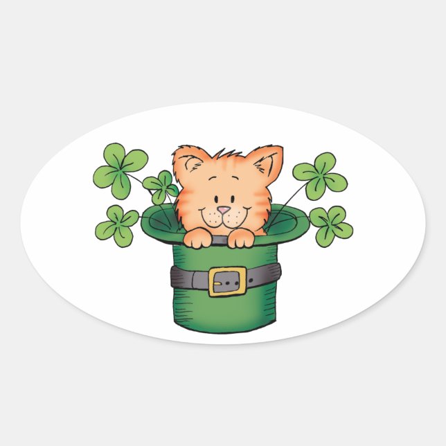 St. Patricks Kitty Oval Sticker (Front)