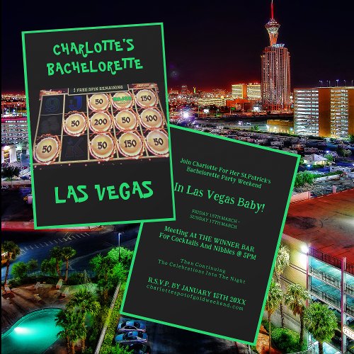 St Patricks Las Vegas Bachelorette Party Black Invitation