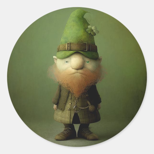 St. Patrick's Leprechaun #4 Classic Round Sticker (Front)