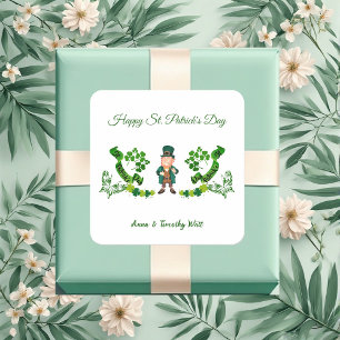 St Patricks Leprechaun Butterfly Lucky Shamrocks  Square Sticker