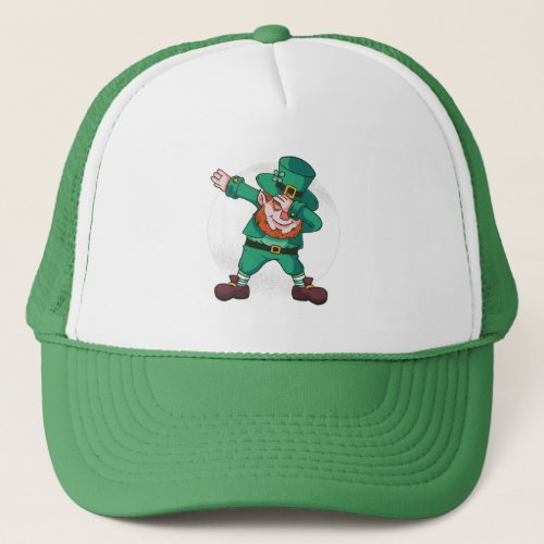 st patricks leprechaun dabbing dancing trucker hat