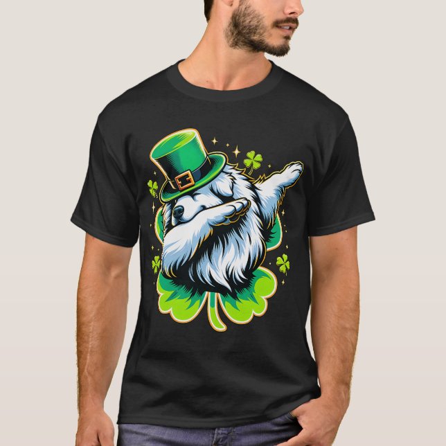 St Patricks Leprechaun Dabbing Great Pyrenees Dog T-Shirt (Front)