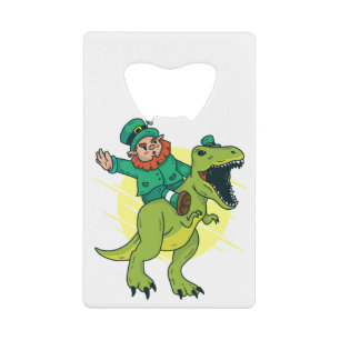 st patricks leprechaun dinosaur credit card bottle opener