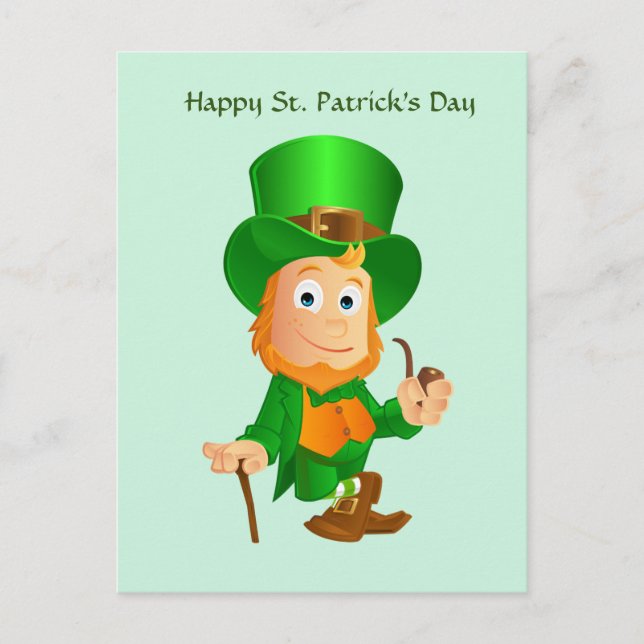 St. Patrick's Leprechaun Holiday Postcard (Front)