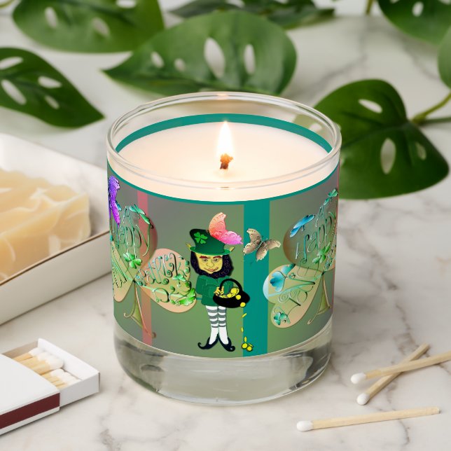 St. Patrick's Leprechaun & Shamrocks Scented Candle (Lit)