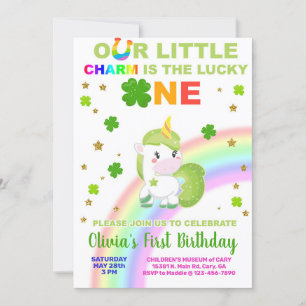 St. Patrick's little charm birthday party invite. Invitation