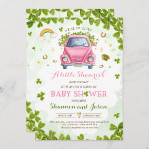 St Patrick's Little Shamrock Drive By Baby Shower Invitation