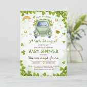 St Patrick's Little Shamrock Drive By Baby Shower Invitation (Standing Front)