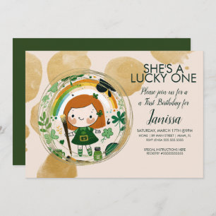 St. Patricks Lucky Birthday Girl Shamrock Artist Invitation