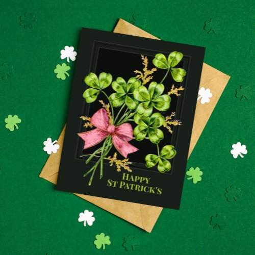 St Patricks Lucky Charm Shamrocks Vintage Cute Holiday Card