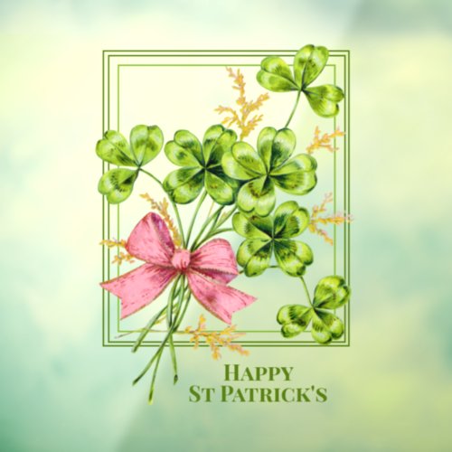 St Patricks Lucky Charm Shamrocks Vintage Cute Window Cling