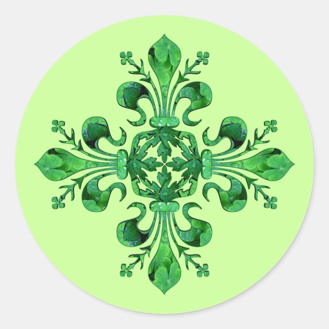 St. Patrick's Lucky Fleur de lis Classic Round Sticker (Front)