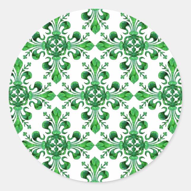 St. Patrick's Lucky Fleur de lis Classic Round Sticker (Front)