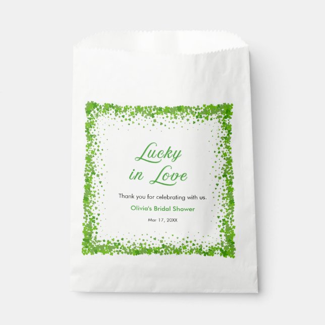 St Patrick's Lucky in Love Bridal Shower Thank You Favor Bag (Front)