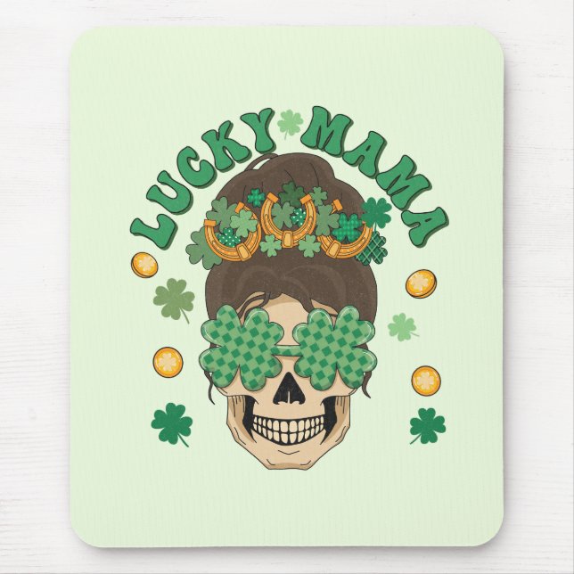 St. Patrick's Lucky Mama Skeleton Mouse Pad (Front)