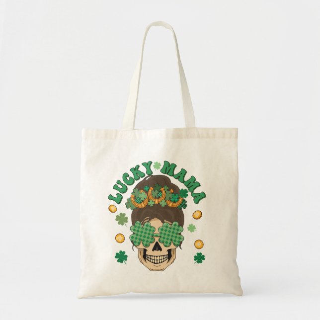 St. Patrick's Lucky Mama Skeleton Tote Bag (Front)