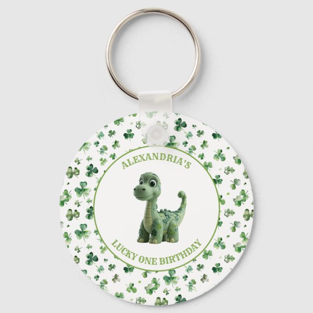 St Patricks Lucky One Dinosaur Keychain (Front)