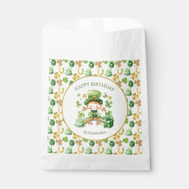 St Patricks Lucky One First Birthday  Favor Bag (Front)