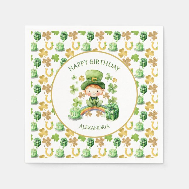 St Patricks Lucky One First Birthday  Napkins (Front)
