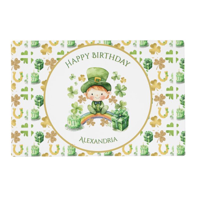 St Patricks Lucky One First Birthday  Placemat (Front)