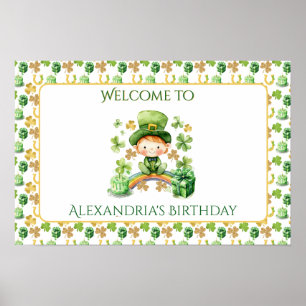 St Patricks Lucky One First Birthday Welcome Poster