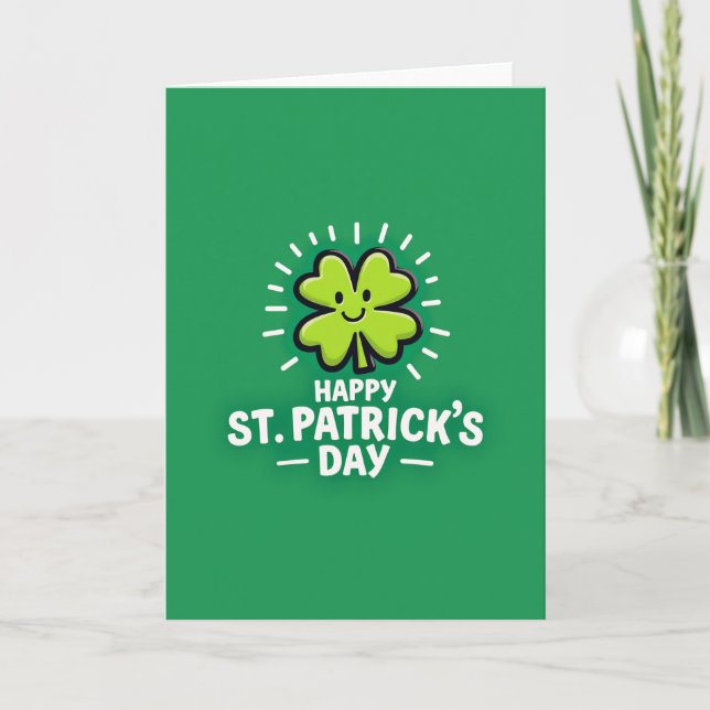St Patricks Lucky Shamrock Card (Front)