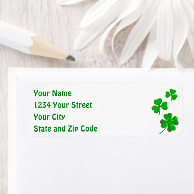 St Patrick's Lucky Shamrock Personalized Address Label (Insitu)