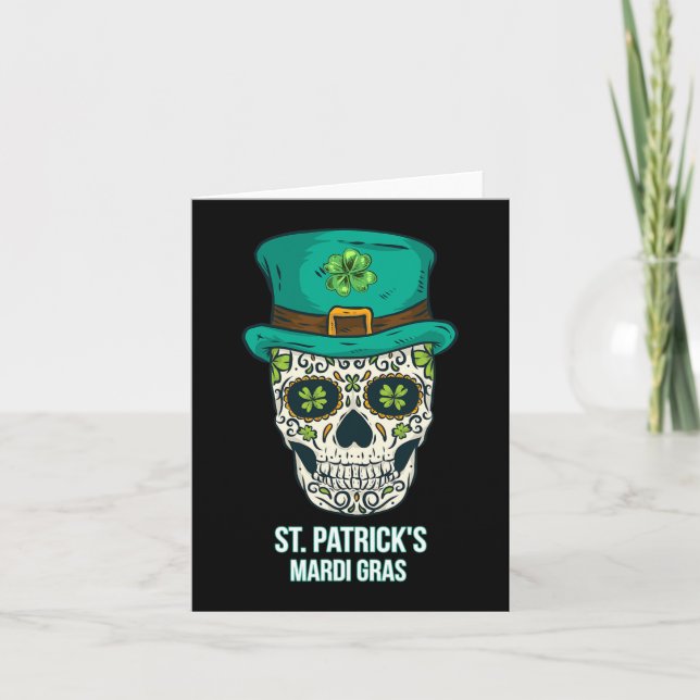 St. Patricks Mardi Gras Skull Gift  Card (Front)