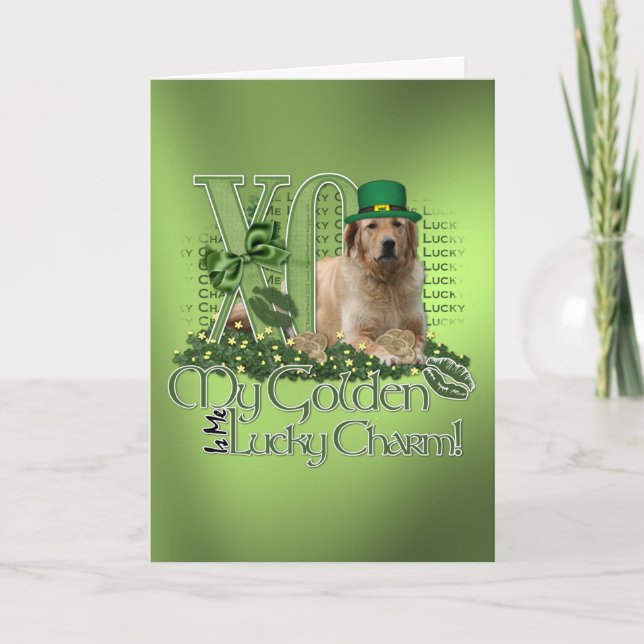 St Patricks - Me Lucky Charm - Golden Retriever Card (Front)