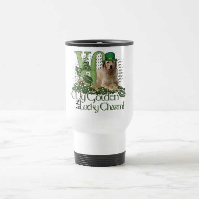 St Patricks - Me Lucky Charm - Golden Retriever Travel Mug (Center)