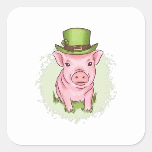 St Patricks mini pig Square Sticker