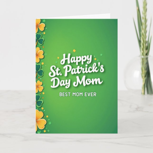 St Patricks Mom Retro Vector Art Card (Front)