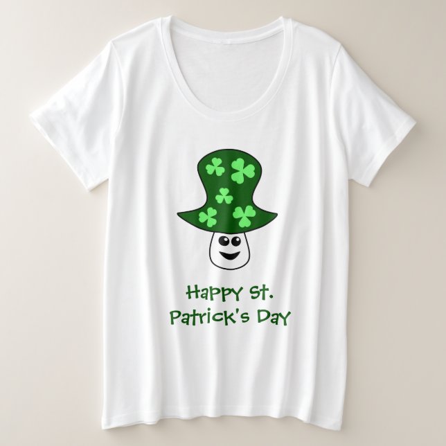 St. Patrick's Mushroom Plus Size T-Shirt (Design Front)