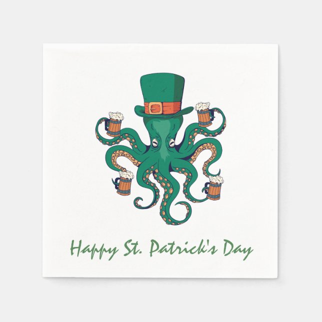 St Patricks Octopus Napkins (Front)