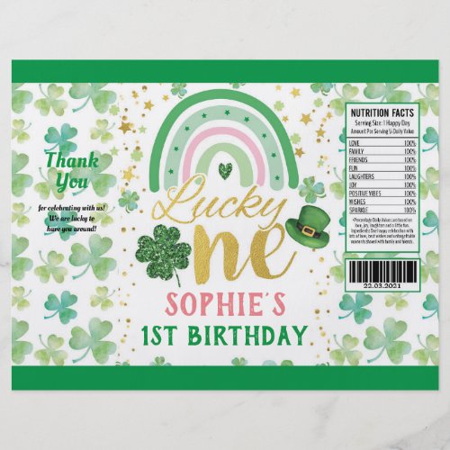 St Patricks Pink Lucky One Chip Bag Wrapper