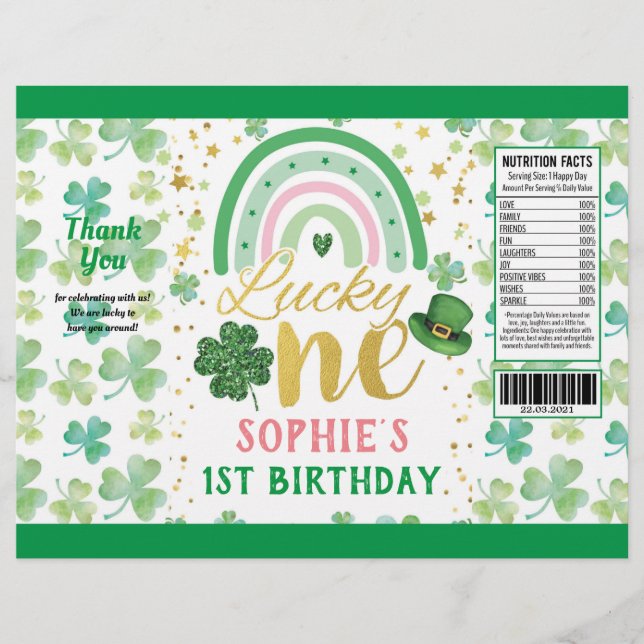 St Patrick's Pink Lucky One Chip Bag Wrapper (Front)