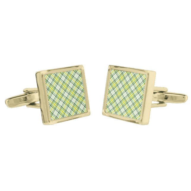 St. Patrick's Plaid Cufflinks  (Angled)