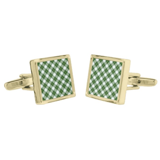 St. Patrick's Plaid Cufflinks  (Angled)