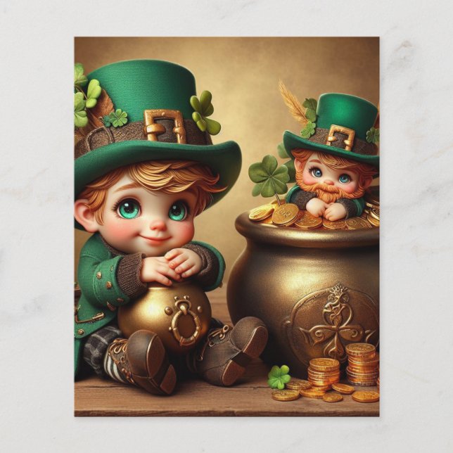 St Patrick's Pot of Gold Boy Leprechaun Invitation Flyer (Front)