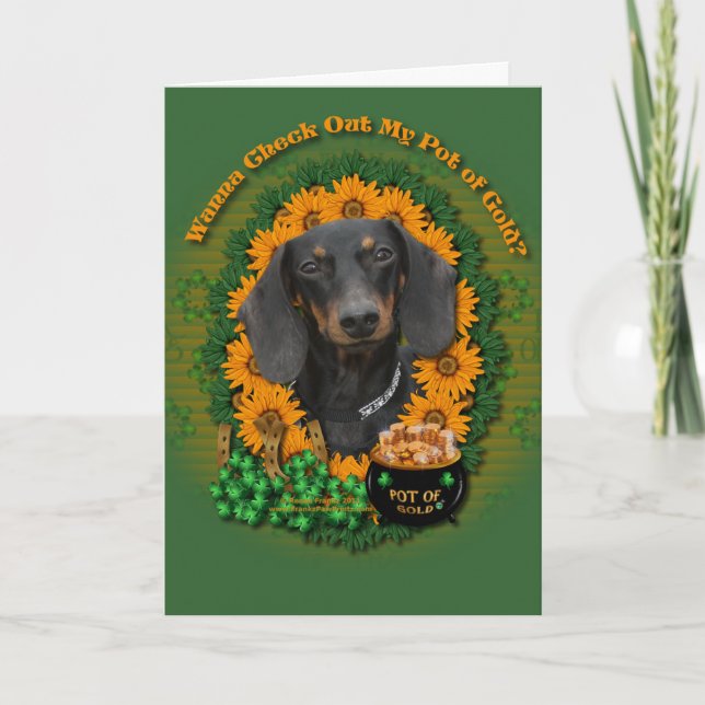 St Patricks - Pot of Gold - Dachshund - Winston Card (Front)
