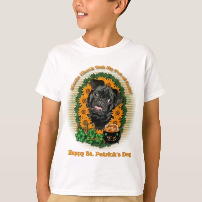 St Patricks - Pot of Gold - Pug - Ruffy T-Shirt (Front)