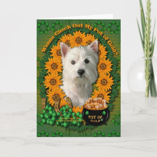 St Patricks - Pot of Gold - West Highland Terrier Card (Front)