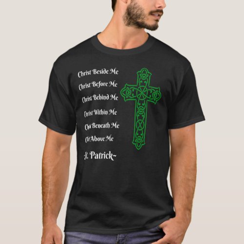 St Patricks Prayer Irish Green Christian Cross t T_Shirt