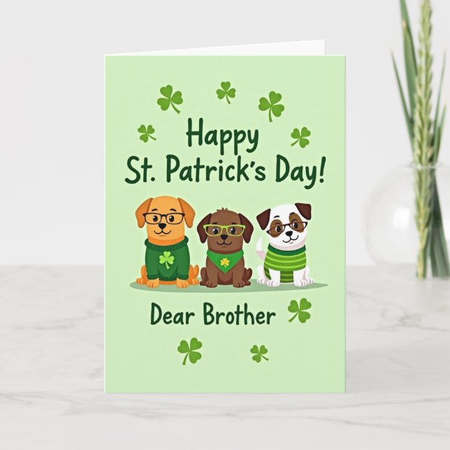 St Patricks Puppies Brother Card (Front)