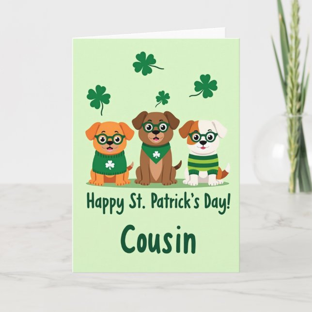 St Patricks Puppies Cousin Card (Front)