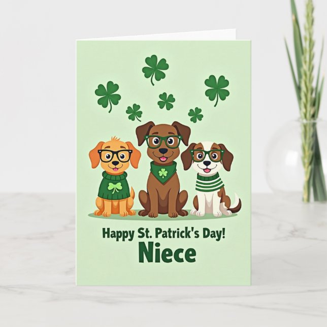 St Patricks Puppies Niece Card (Front)