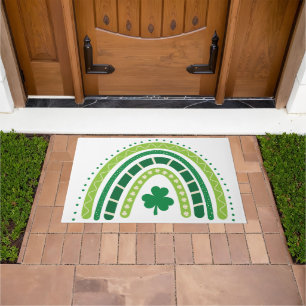 St. Patrick's Rainbow Happy Whimsical Shamrock Doormat