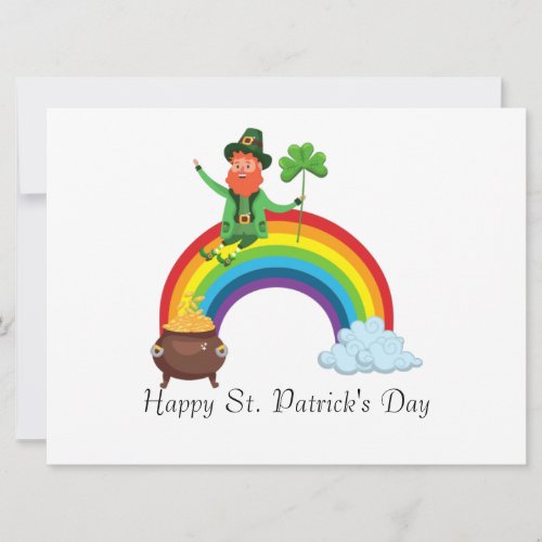 St Patricks Rainbow Happy Whimsical Shamrock Invitation